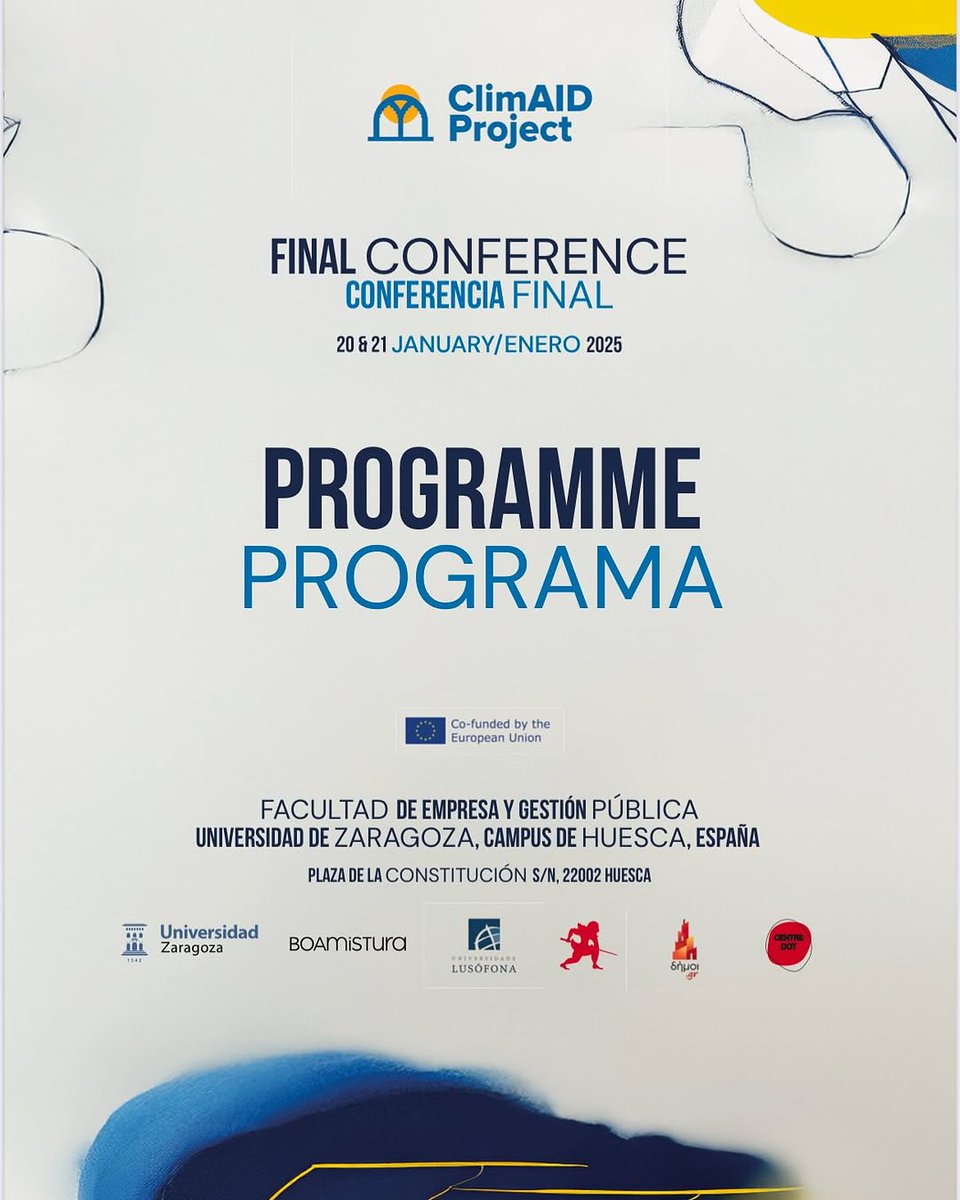 EUCreativa_ES's tweet photo. Inscripción abierta de #ClimAidProject, #ProyectoBeneficiario del Programa de #EuropaCreativaCULTURA, para su #finalconference.
📅20-21/01/25
📍@unizar
#climaid #europacreativa #europeanproject #climatechange #urbanart #culture #resilience #culturalheritage https://t.co/ktRZVopJ1U