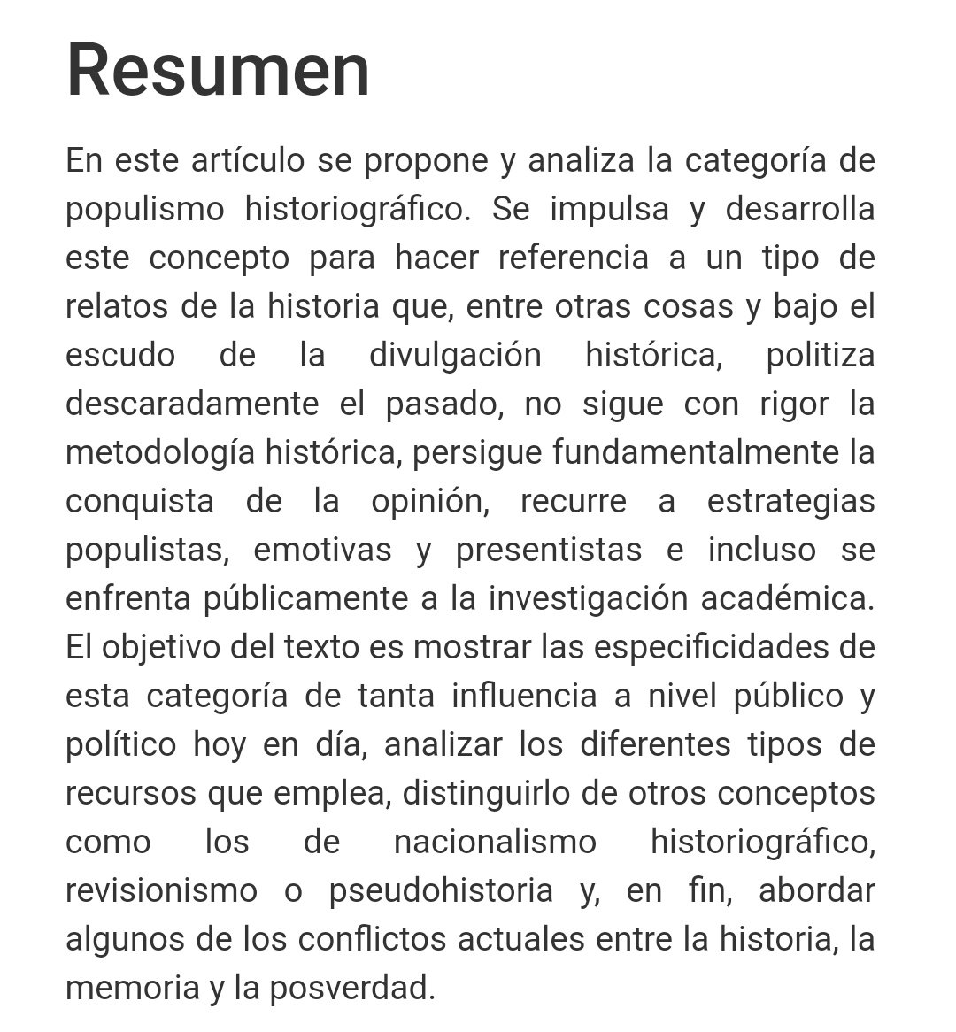 Muy contento con la publicación de este artículo en el que he profundizado en el populismo historiográfico.

Aquí he intentado analizar cómo se construyen ciertos discursos populistas y muy populares en la actualidad en nombre de la historia.

revistas.uach.cl/index.php/revs…