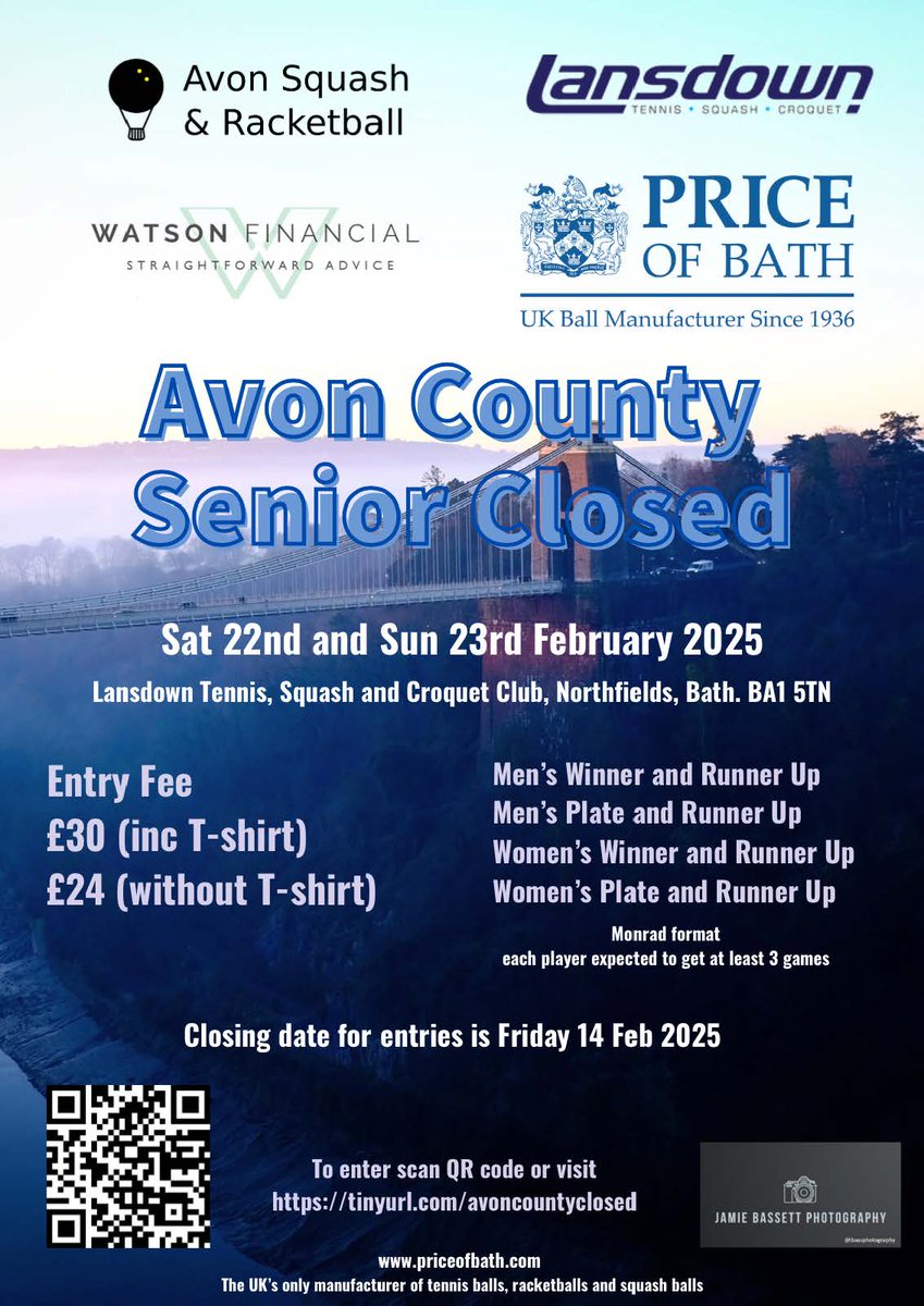 Lansdown are hosting the Avon County Senior Squash Championships. Entries can be made at the link below. We look forward to seeing you whether you are playing or supporting!