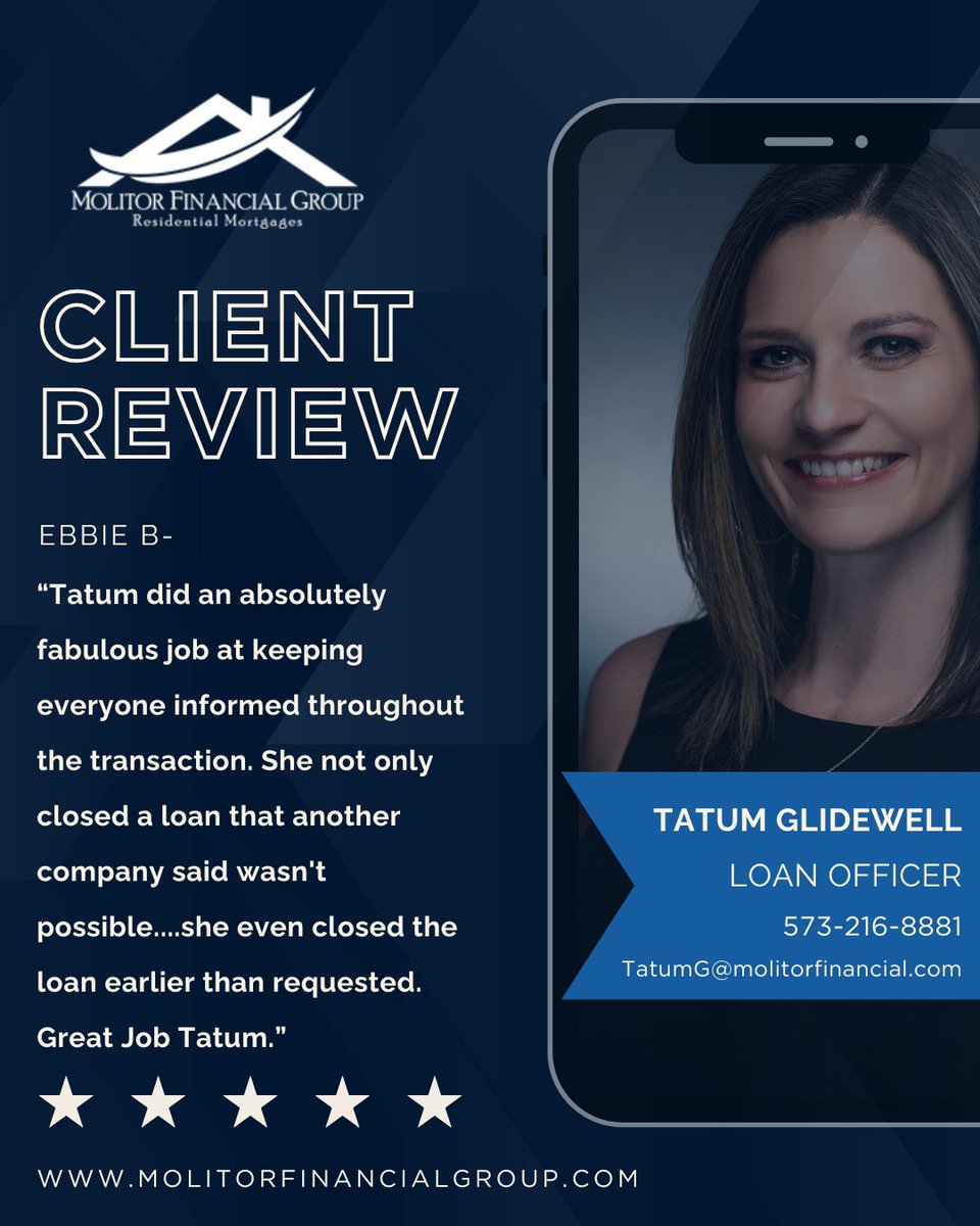 Shoutout to Tatum for going above and beyond! Not only did she close a loan others deemed impossible, but she also got it done ahead of schedule while keeping everyone informed every step of the way. Amazing work, Tatum! 👏