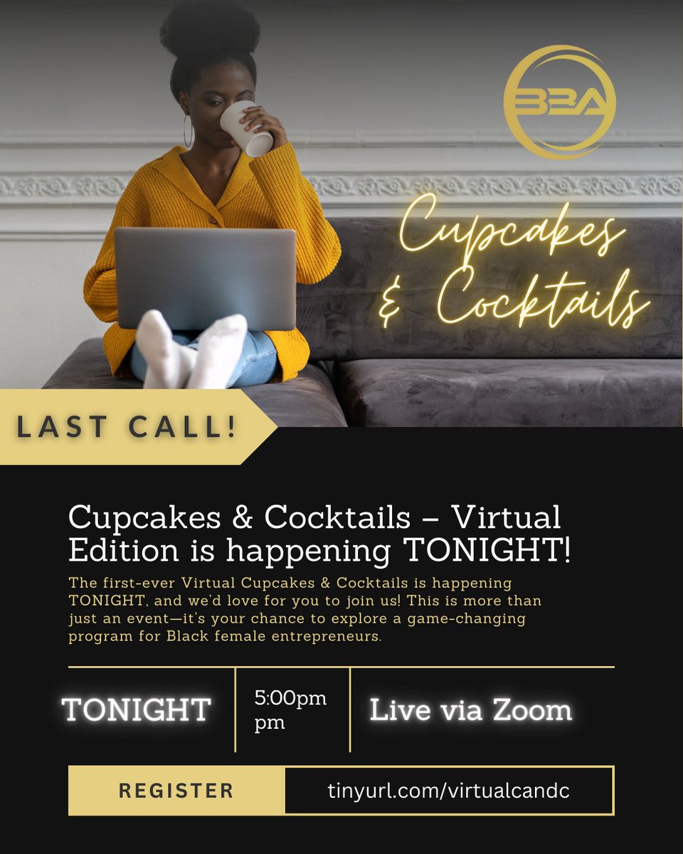 CTBBAOrg's tweet image. 🚨 Exciting news for Black women entrepreneurs! 🚨

We’re launching The Crown Program, a 12-week journey to elevate your business &amp;amp; wellness. 👑

Want to learn more? Join us TONIGHT at our Virtual Cupcakes &amp;amp; Cocktails!

Register for tonight's session here: tinyurl.com/virtualcandc