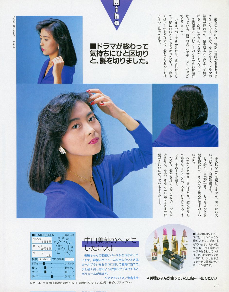 中山美穂 さんありがとう #昭和 63年11月号 #明星ヘアカタログ