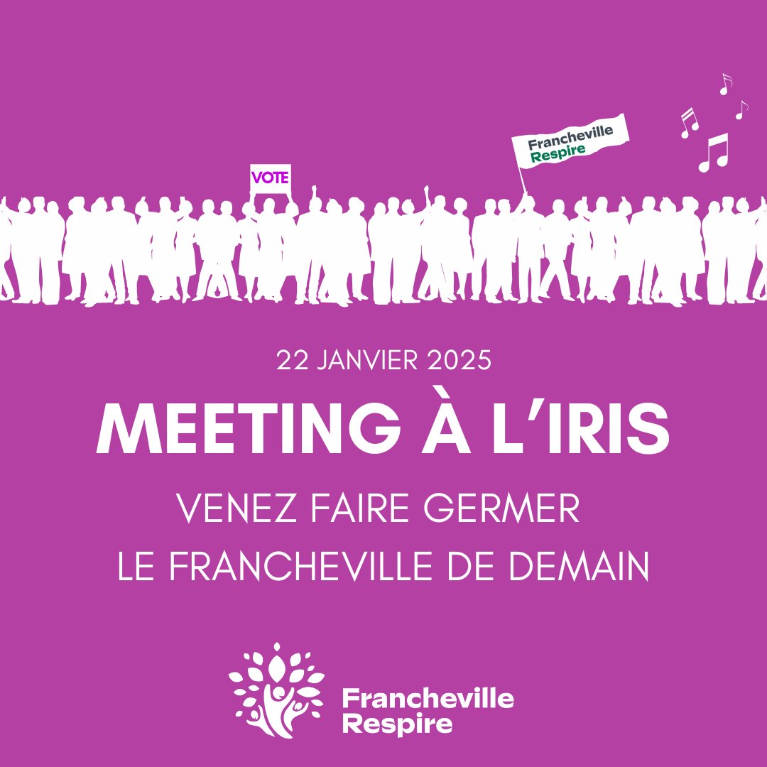 🎈Grand #meeting #FranchevilleRespire 🍀
Venez en famille partager un moment convivial et inspirant afin de poursuivre la dynamique de la campagne !.
Détails facebook.com/events/1313946…
#fete #francheville #rassemblement #franchevilleinspirefranchevillerespire