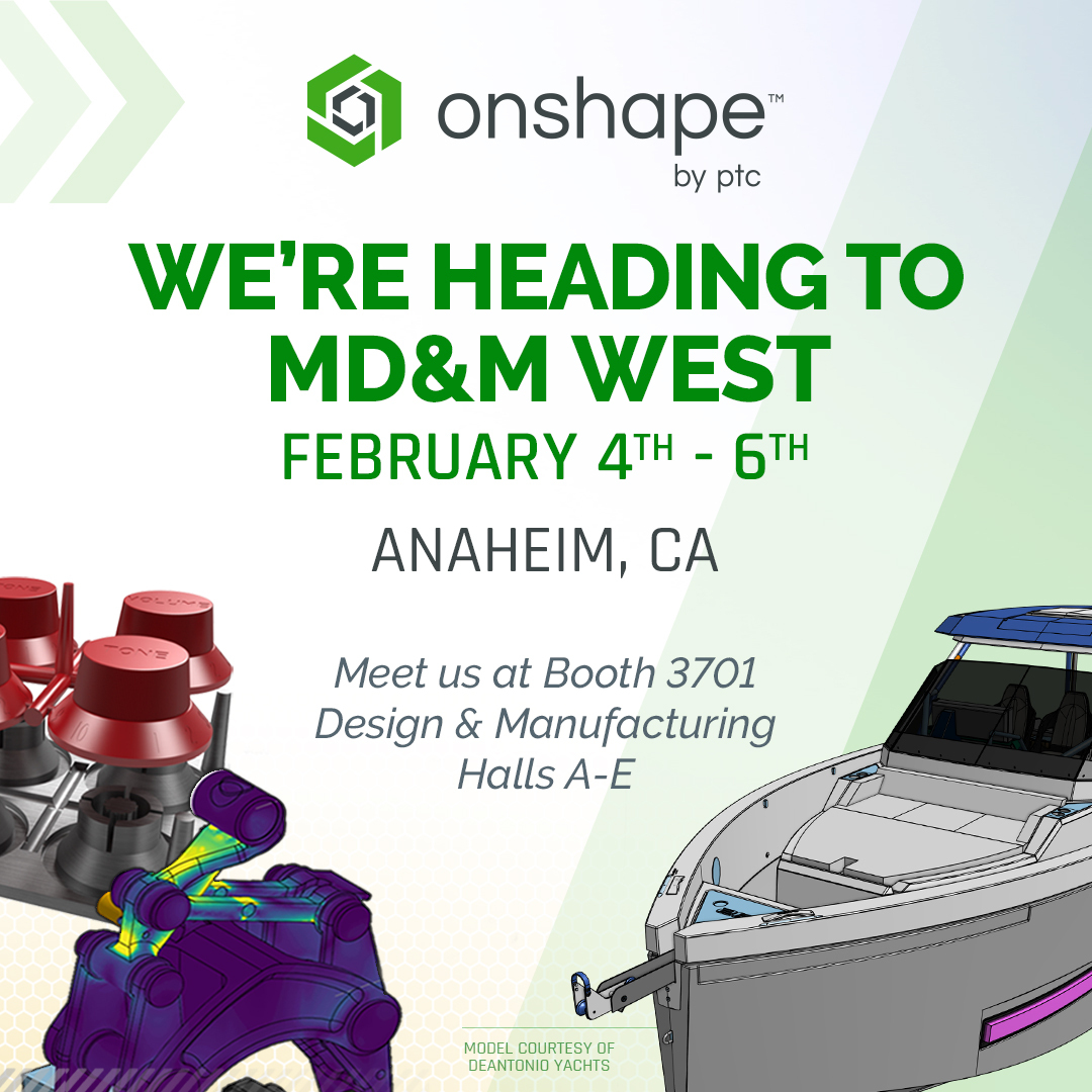 Onshape's tweet photo. 𝗢𝗻𝘀𝗵𝗮𝗽𝗲 𝗶𝘀 𝗵𝗲𝗮𝗱𝗶𝗻𝗴 𝘁𝗼 𝗠𝗗&amp;𝗠 𝗪𝗲𝘀𝘁 𝟮𝟬𝟮𝟱!

Explore how our cloud-native CAD and PDM solutions are 
revolutionizing design workflows across a variety of industries!

Learn more about MD&amp;M West ➡️ https://t.co/jWBe5pwsxi.. https://t.co/a80Ez8vpS2