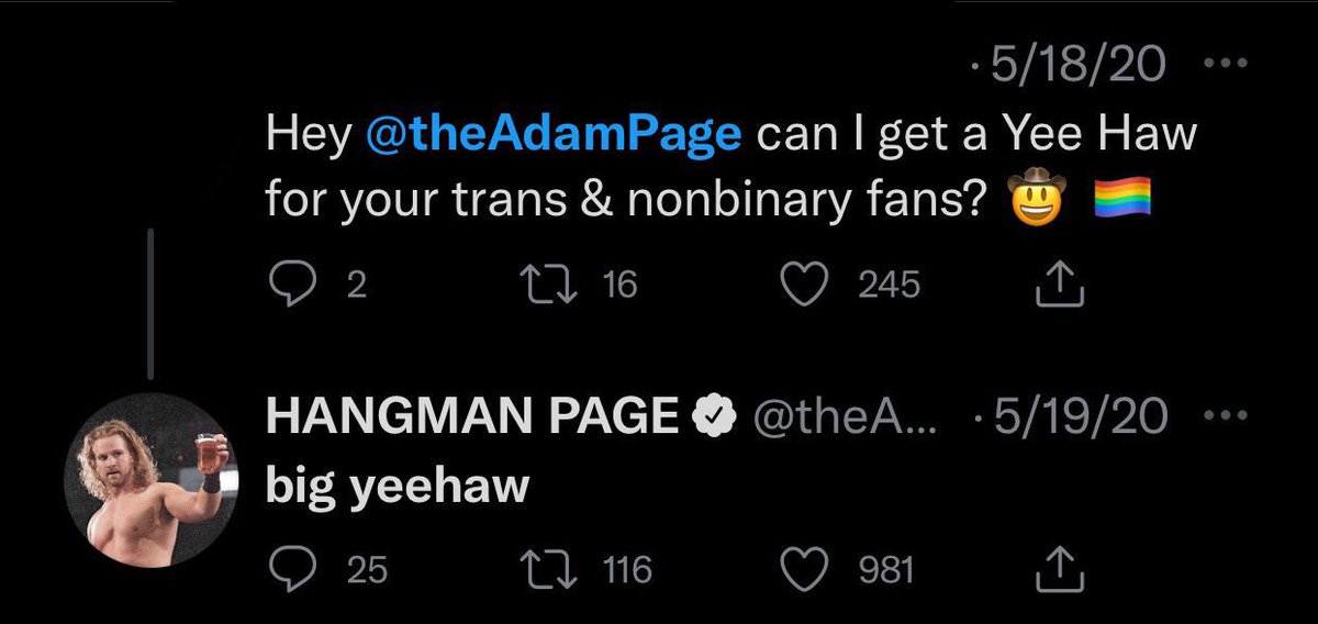 Und1sputedAngel's tweet photo. A VERY necessary thread of pro wrestlers supporting the LGBTQ+ Community

🧵:

The Elite - Kenny Omega, Hangman Adam Page, Matt and Nick Jackson, Cody Rhodes https://t.co/xtGqYTpytf