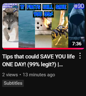 DS_G4m1ng's tweet photo. Tips that could SAVE YOU life ONE DAY! (99% legit?) | Fridays with D4rkSlay3rGam1ng/DSG #90
https://t.co/i77So4T0Rs
#fridayswithdsg #facts #Episode90 #tipsthatcouldsaveyourlife #randomfacts #disturbingfacts #Youtube #thumbnail #d4rkslay3rgam1ng https://t.co/YOFKjop3vn