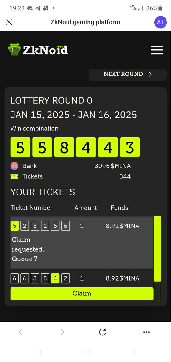 Intermaden's tweet photo. I won the lottery ticket @ZkNoid https://t.co/S8znTbLKfL