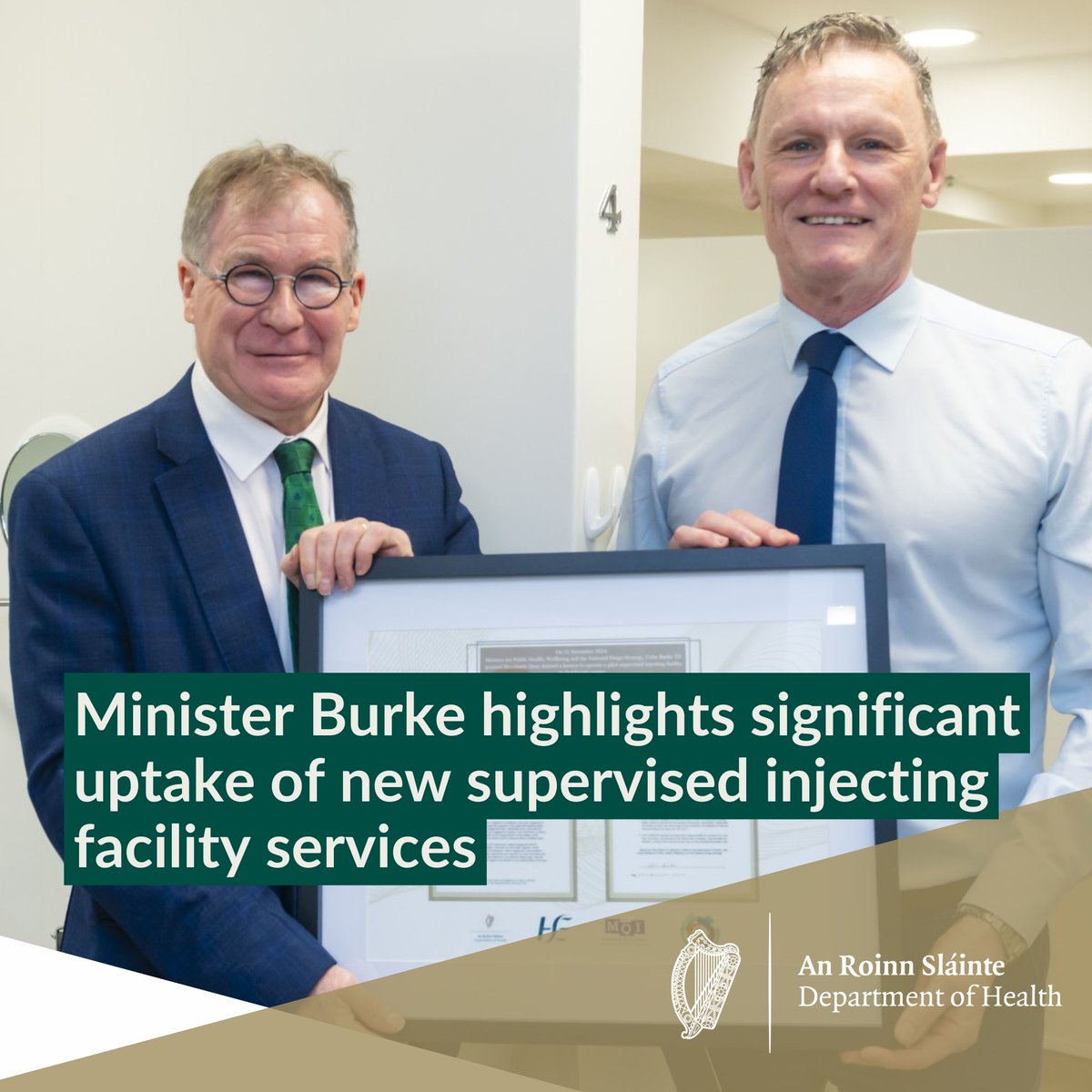 roinnslainte's tweet photo. Minister @ColmBurkeTD has highlighted the clear demand for services in the country’s first Medically Supervised Injecting Facility (MSIF) in its first three weeks of operation

https://t.co/tpiJt7qpiS https://t.co/F3IZ7CmlZE