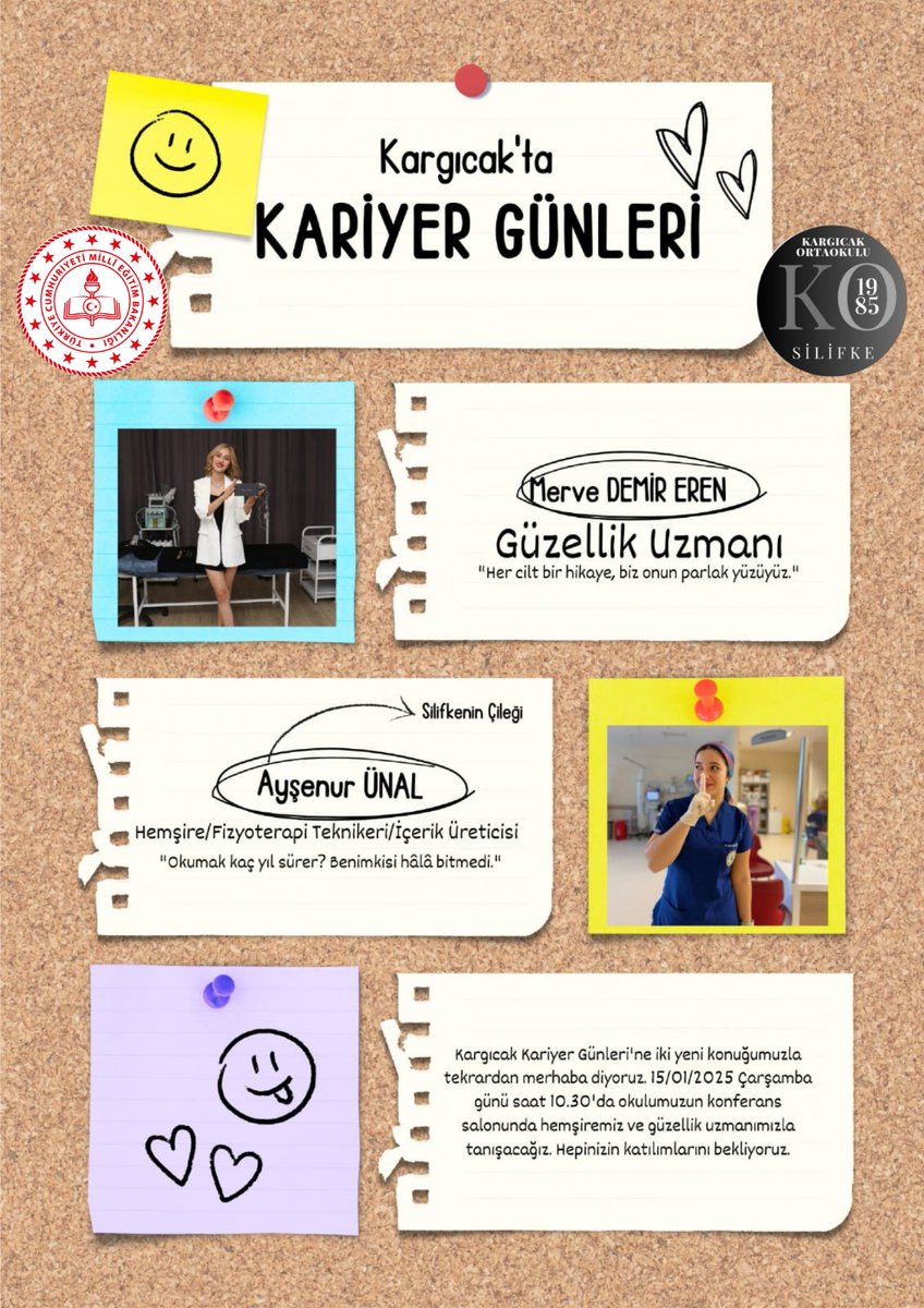 KargicakO's tweet photo. Dönem Sonu Faaliyet Haftası Etkinliklerinde "Kariyer Günleri" etkinliği gerçekleştirdik.Öğrencilerimize mesleklerinin zorluklarından ve güzelliklerinden bahseden Güzellik Uzmanı ve Hemşiremize teşekkür ederiz.
#MEBFestival 
@fazilet_durmus 
@MersinMEM 
@kltiinerolu 
@SilifkeArGe https://t.co/owBMUu9u3D