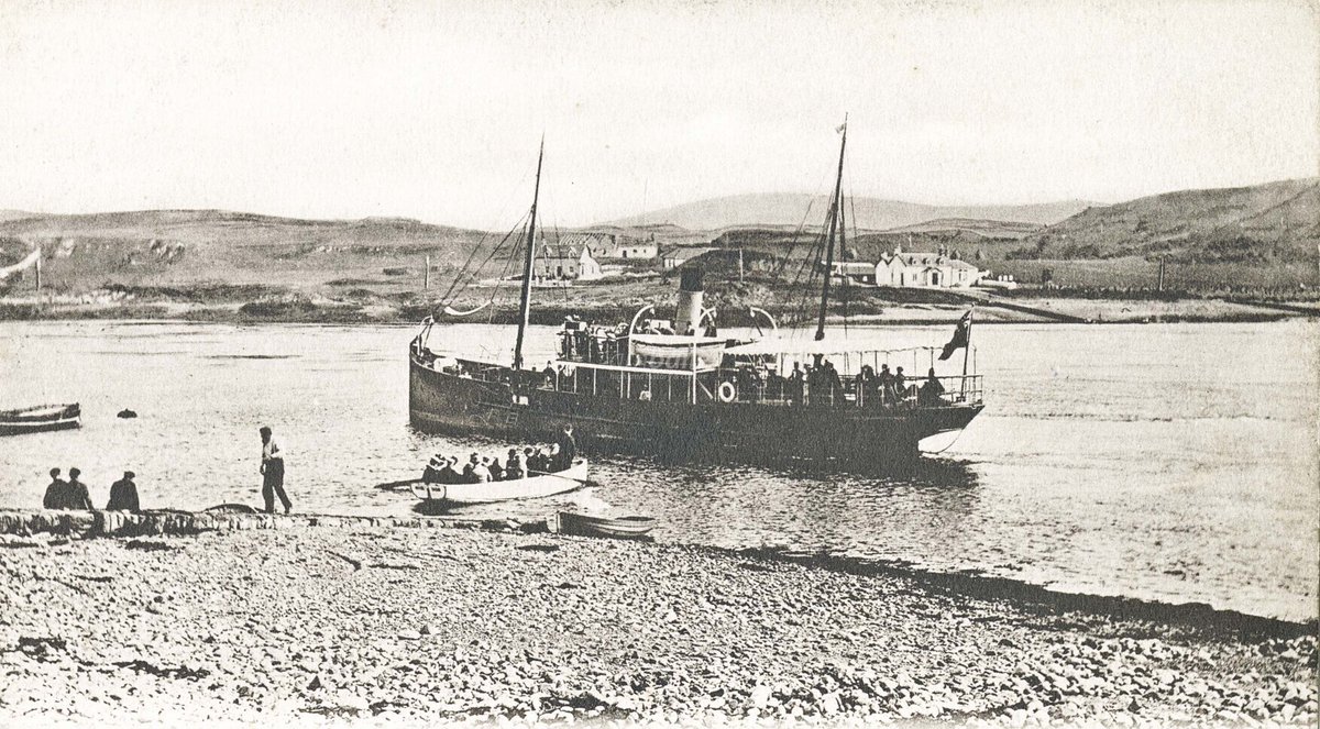 HighlandHistory's tweet photo. Passengers being rowed out to SS 'Princess Louise' at #Connel Ferry during the vessel's first season of summer excursions in 1898.

She was built in Glasgow in 1898 for Captain Alexander Paterson, a businessman and entrepreneur based in #Oban. He used her primarily for running day trips from the Railway Pier at Oban

[photo: J. Valentine & Sons; source: @HighlandFolk]