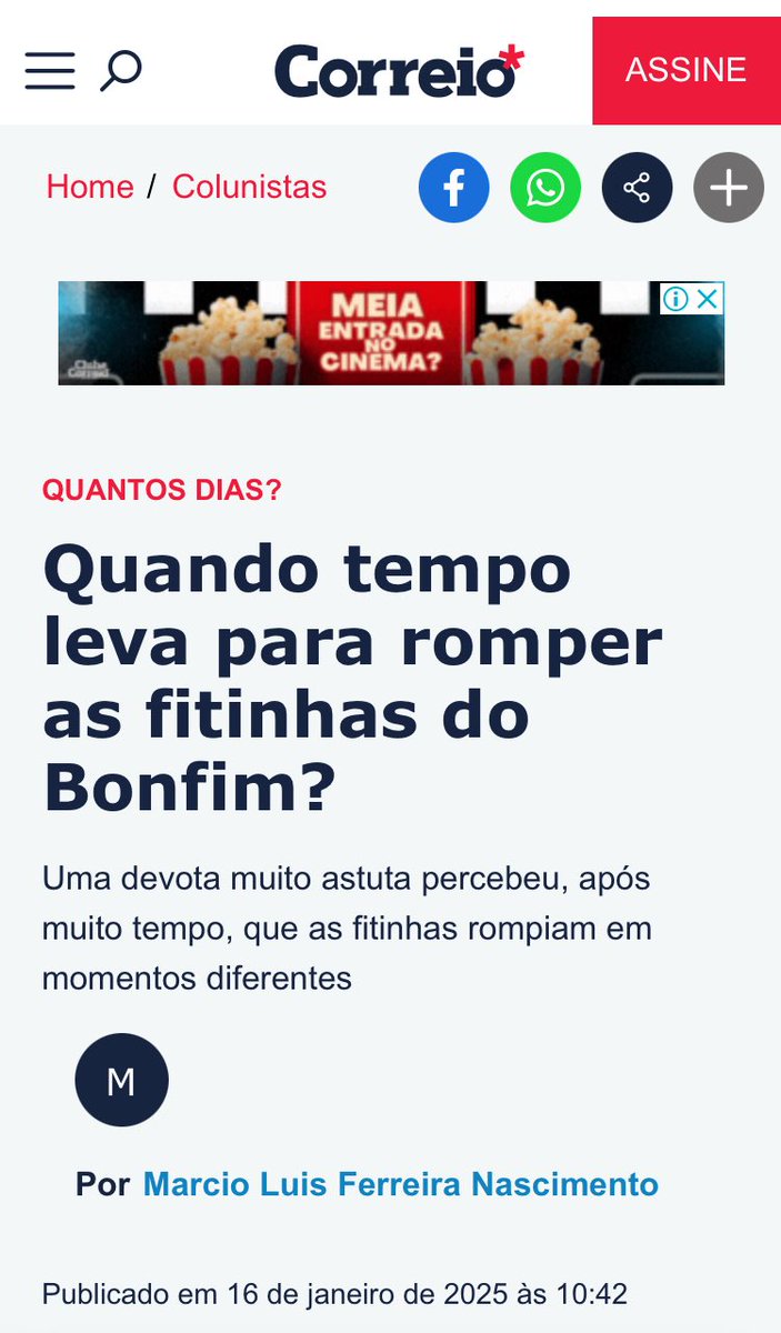 Quanto tempo leva para romper as fitinhas do Bonfim? Por <a href="/mlfnascimento/">Marcio Nascimento</a>🎓 no <a href="/correio24horas/">Jornal Correio</a>📰 ⁦Thanks <a href="/wladowski/">wladmir pinheiro</a>⁩🎙️
correio24horas.com.br/colunistas/art…