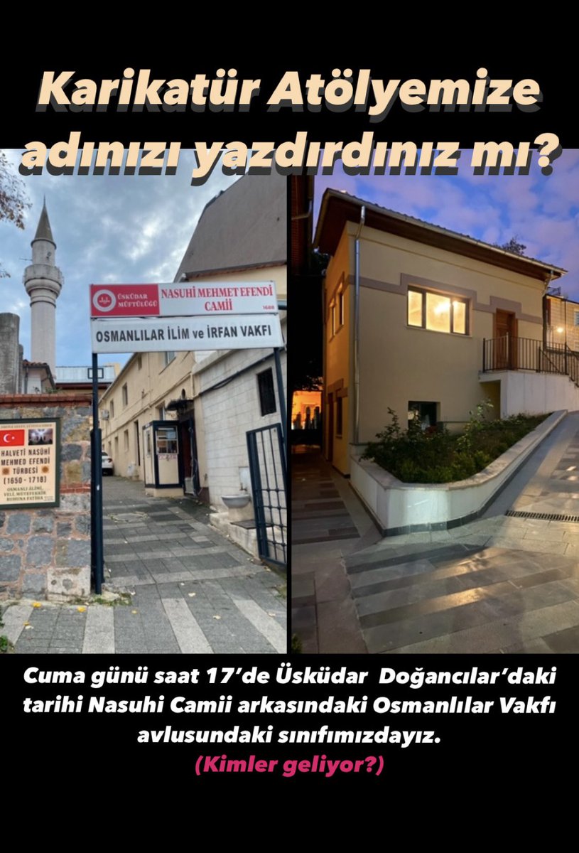 Karikatür Atölyemiz yarın, bekliyoruz… #osmanlılarvakfı #muammererkulkarikatüratölyesi #karikatür