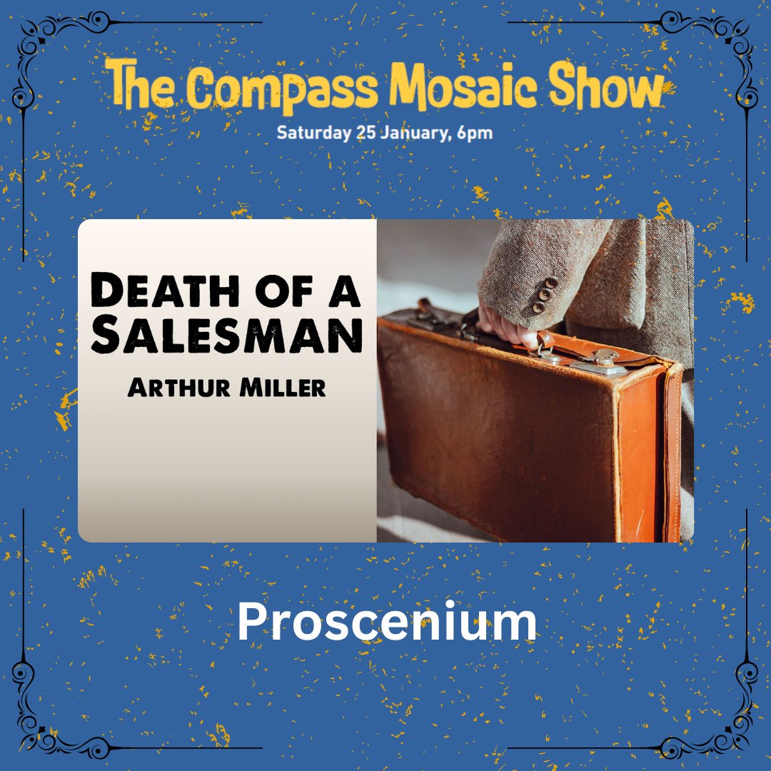 Next up performing at The Compass Mosaic Show is Proscenium, performing an excerpt from their upcoming production of Arthur Miller's 'Death of a Salesman'!

Book now! discover.hillingdon.gov.uk/mosaic-show

#HillingdonTheatres #CompassTheatre #Ickenham #CompassMosaicShow #Fundraiser