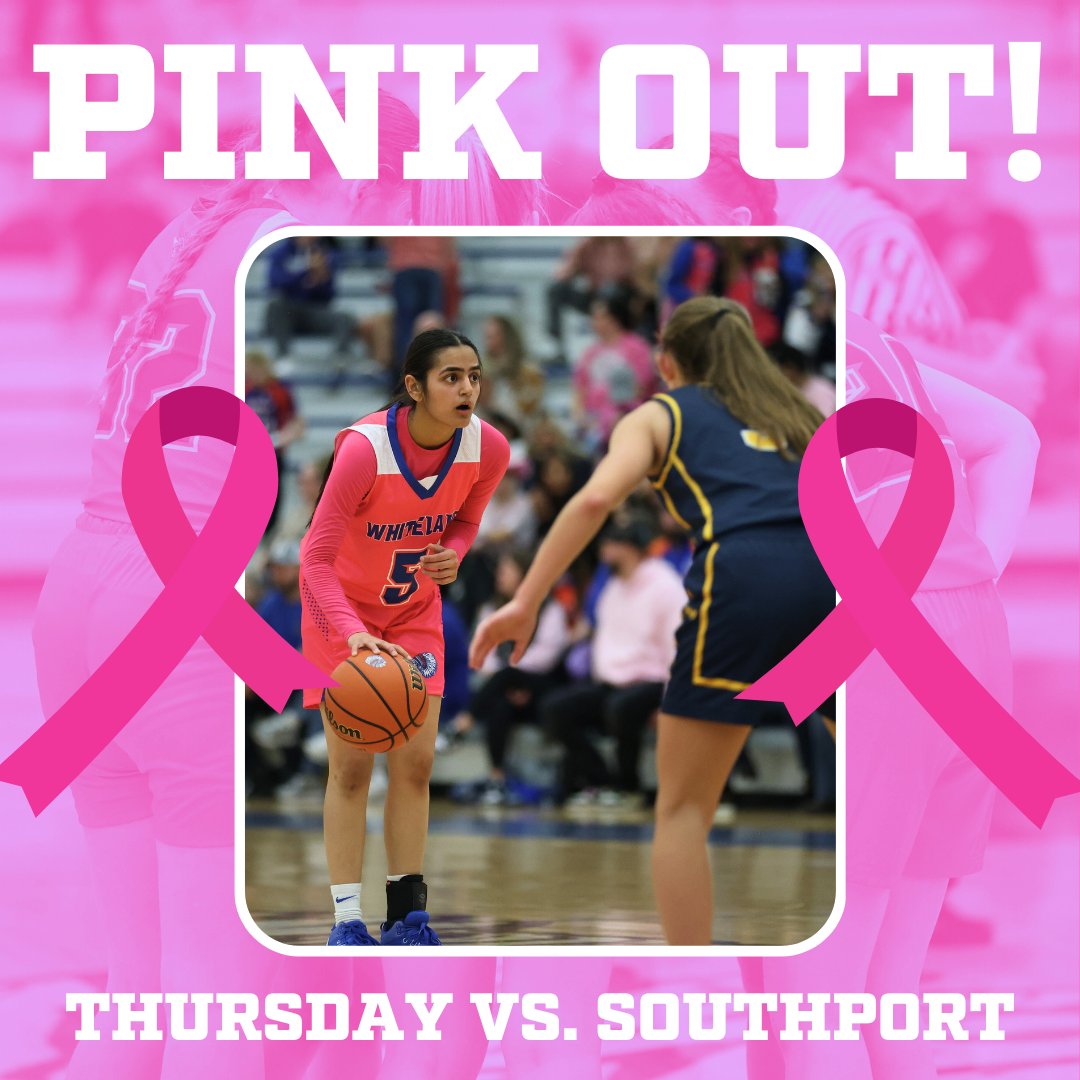 Reminder that tonight's <a href="/WhitelandGBB/">Whiteland Girls Basketball</a> game vs Southport is our annual Pink Night! We will honor survivors and have a silent auction in the hallway for some great baskets! JV starts at 6pm, Varsity to follow...see you there! <a href="/Whiteland_Tribe/">Whiteland Student Section</a>