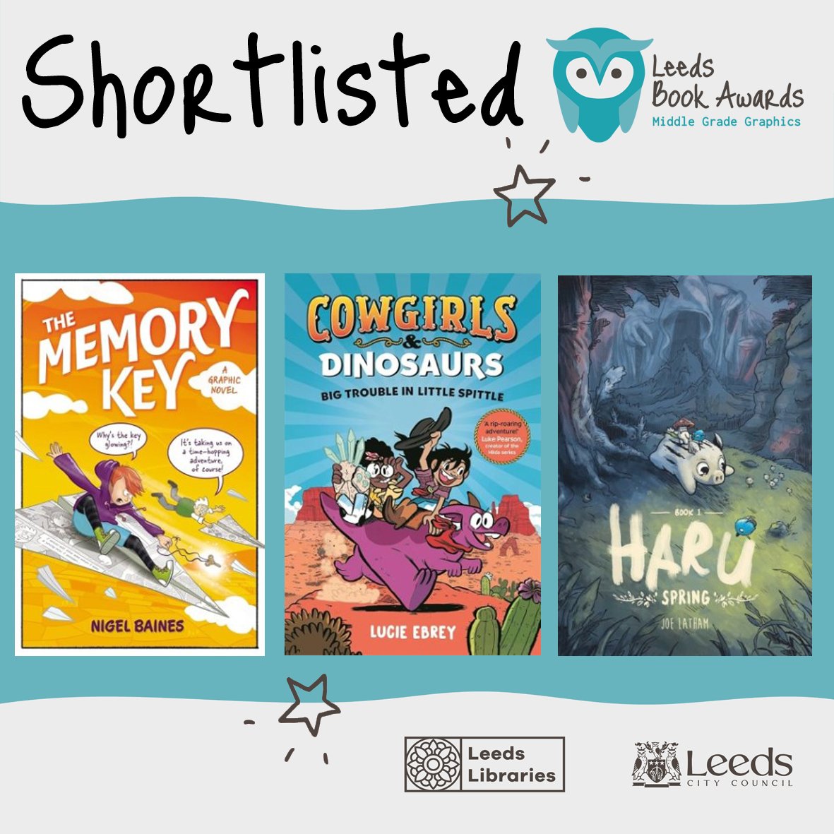 ⭐ LBA 25 Middle-Grade Graphic Shortlist! ⭐

With no adventure the same, these graphics are sure to take you places you’ve never been before!

If you want to know more about each title, follow the🧵 below!