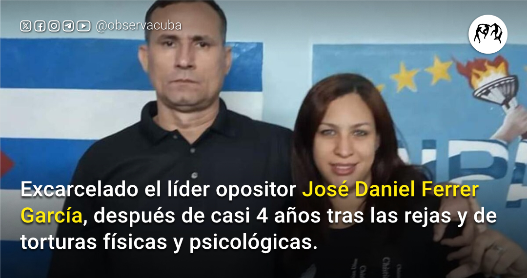 observacuba's tweet photo. 🔴Excarcelado el líder opositor José Daniel Ferrer García, después de casi 4 años tras las rejas y de torturas físicas y psicológicas.
#SOSCuba #LibertadParaLosPresosPoliticosCuba #Todos #Cuba https://t.co/iZofyb2BcW