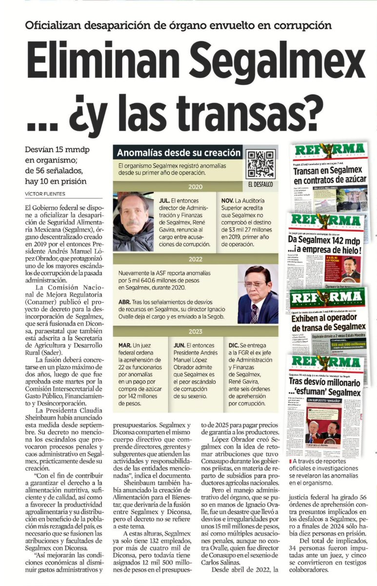 MElenaPerezJaen's tweet photo. Así es que hay que eliminar a la joya de la corona de la corrupción de @lopezobrador_: #Segalmex, el orgullo del macuspano siempre protegiendo a su cómplice Nacho Ovalle.
Por cierto, @FGRMexico, ¿qué has hecho con las decenas de denuncias que presenté de los 20 mil mdp robados?👇 https://t.co/HrdDXheBs7