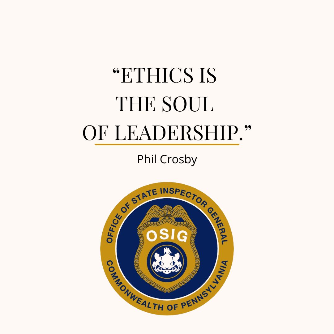 PA_OSIG's tweet photo. Our investigations into suspected government misconduct maintains the ethics of the Commonwealth, holding our leaders to the standards worthy of Pennsylvanians. #PAOSIG #GoodGoverment https://t.co/RoY5CYhb6T