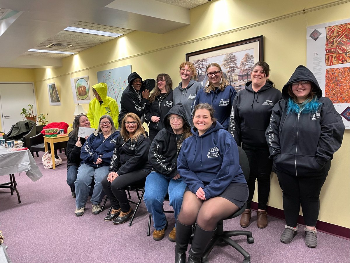 goRCLS's tweet photo. Did you know RCLS has a Cricut Iron available for member libraries to borrow? Recently, Western Sullivan  Public Library used it to create some incredible branded sweatshirts that look amazing! #LibraryInnovation #CreativeLibraries #CricutIron #LibrarySwag https://t.co/EPMHa5jI4V