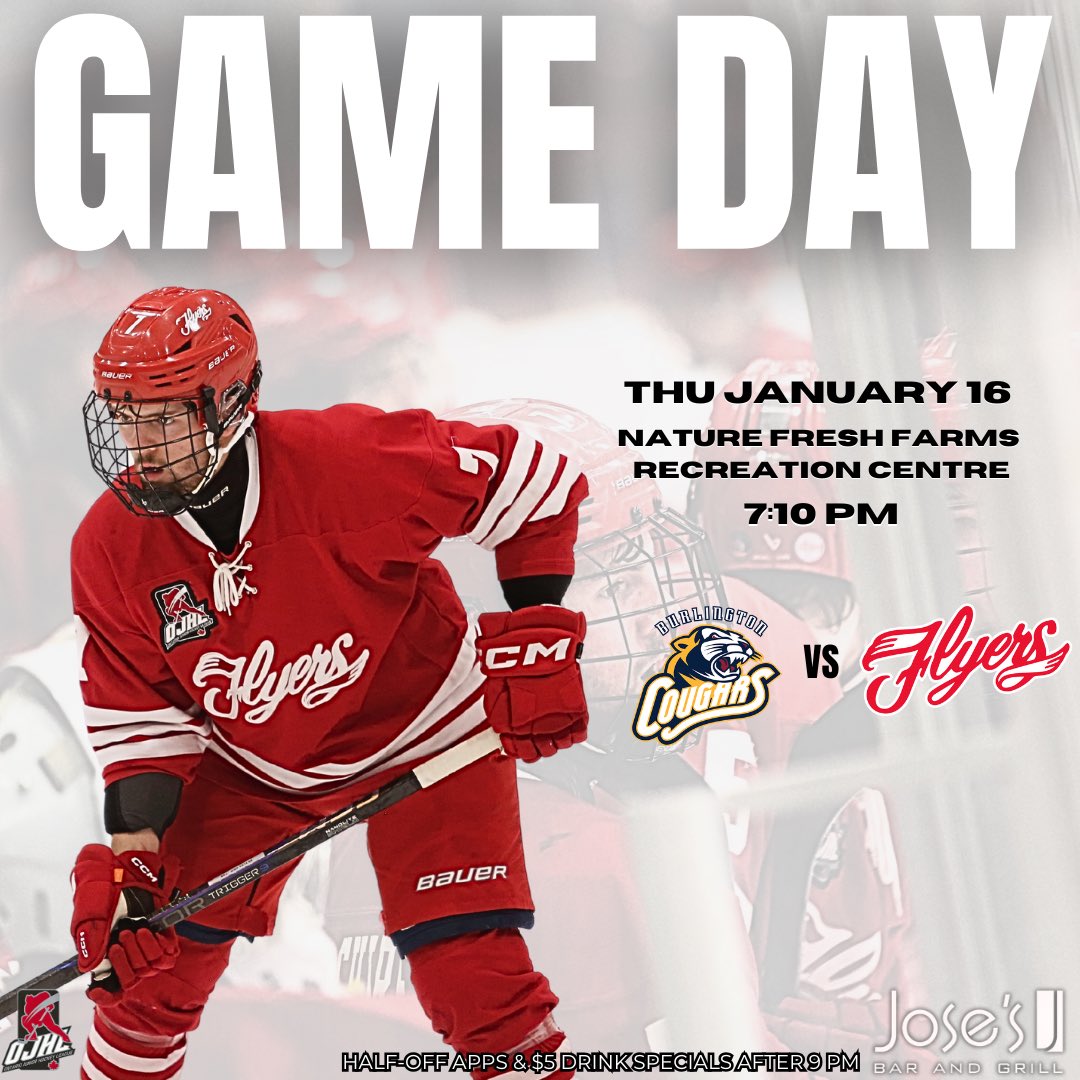 LeamFlyers's tweet image. 🚨GAME DAY🚨

The Leamington Flyers host the Burlington Cougars tonight! 

🆚 @ojhlcougars 
📍Nature Fresh Farms Recreation Centre
⏰ 7:10 PM
#goflyersgo #hockey #ojhl