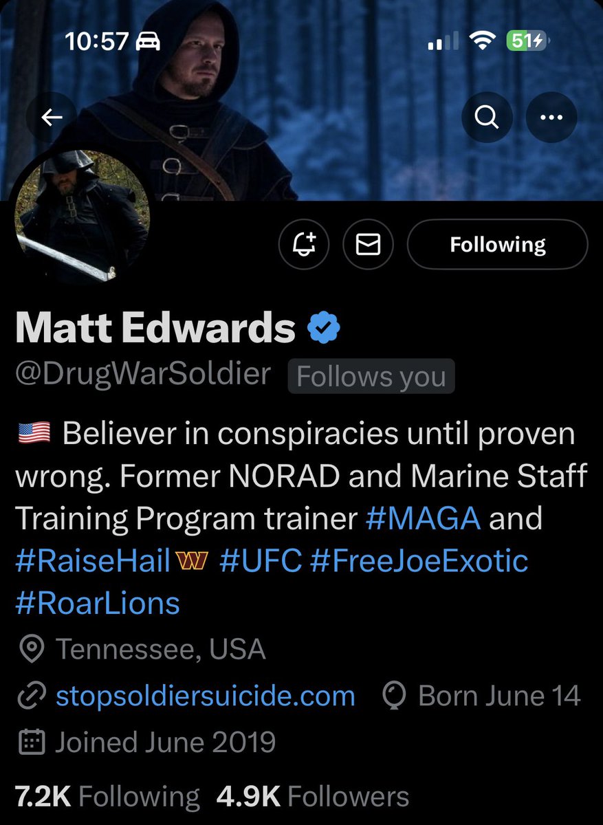 Conservative Cat (@lynnhall268) on Twitter photo Please give <a href="/DrugWarSoldier/">Kyle the Viking 🏴☠️🇺🇲</a> a follow and a repost or shoutout to show our appreciation for his service.
Veteran
Thank you for your service. We appreciate you. Please give <a href="/DrugWarSoldier/">Kyle the Viking 🏴☠️🇺🇲</a> a follow and a repost or shoutout to show our appreciation for his service.
Veteran
Thank you for your service. We appreciate you.