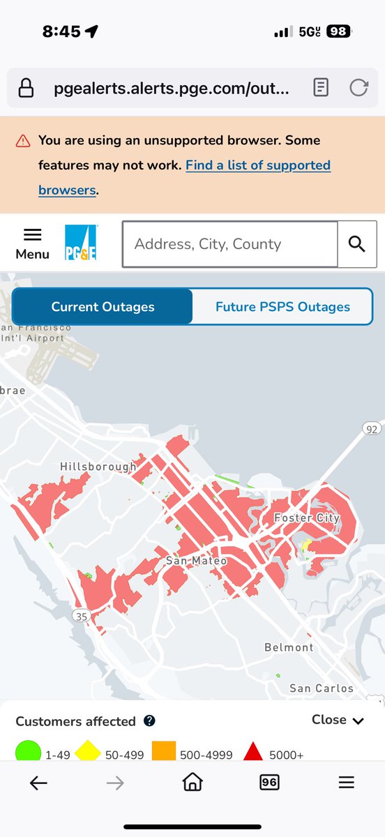 Seanders12's tweet photo. @awoooouwuooooo Here’s the outage map https://t.co/dAkK6XjhaP