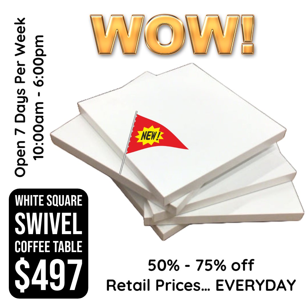 ConsignmentFLA's tweet image. Give your room a fresh look with this white square swivel coffee table. Clever design and only $497. Stop by any day of the week to see it in person.

#HomeStyle #FurnitureFind #RoomRefresh #ShopSmart #CoffeeTable
