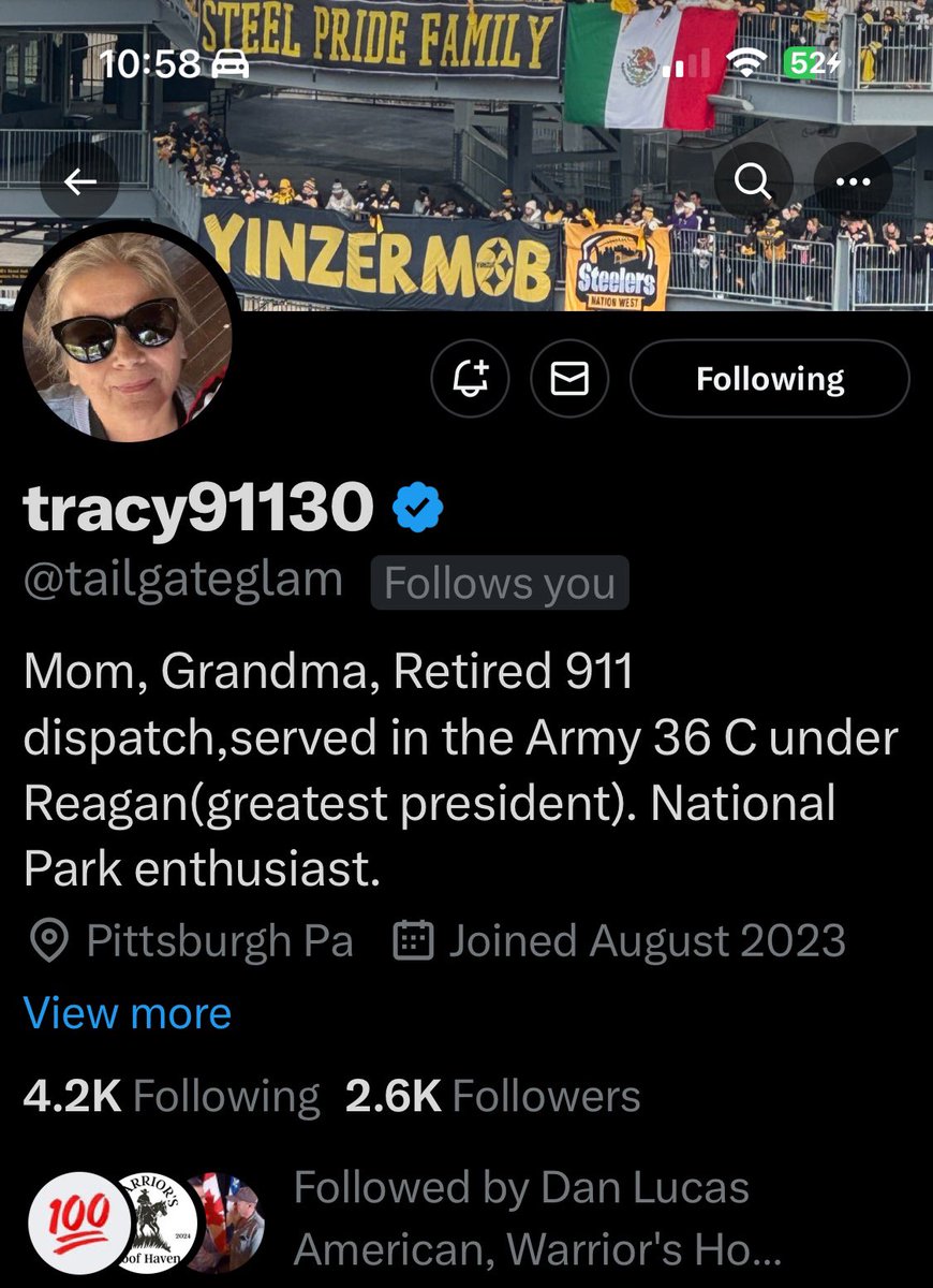 Conservative Cat (@lynnhall268) on Twitter photo Please give <a href="/tailgateglam/">tracy91130</a> a follow and a repost or shoutout to show our appreciation for her service.
Army Veteran
Thank you for your service. We appreciate you. Please give <a href="/tailgateglam/">tracy91130</a> a follow and a repost or shoutout to show our appreciation for her service.
Army Veteran
Thank you for your service. We appreciate you.