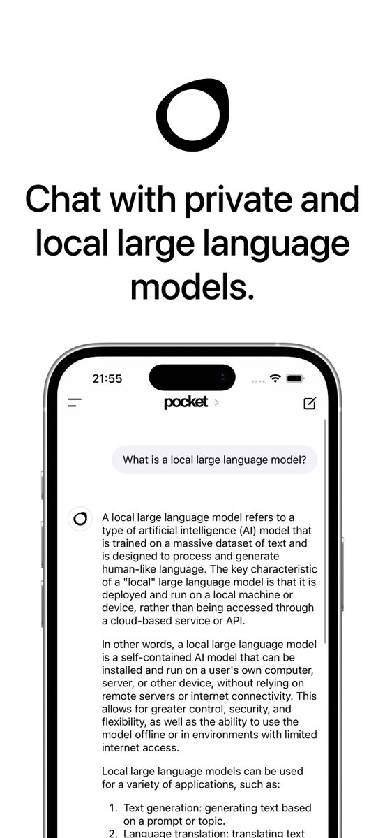 tiharz's tweet photo. I’m excited to introduce Pocket — the app that brings powerful AI to your iPhone, entirely offline. With Pocket, you can run advanced AI models on your device, keeping your data private and secure.
https://t.co/KBfxBDrgYA https://t.co/TOThzvLISU
