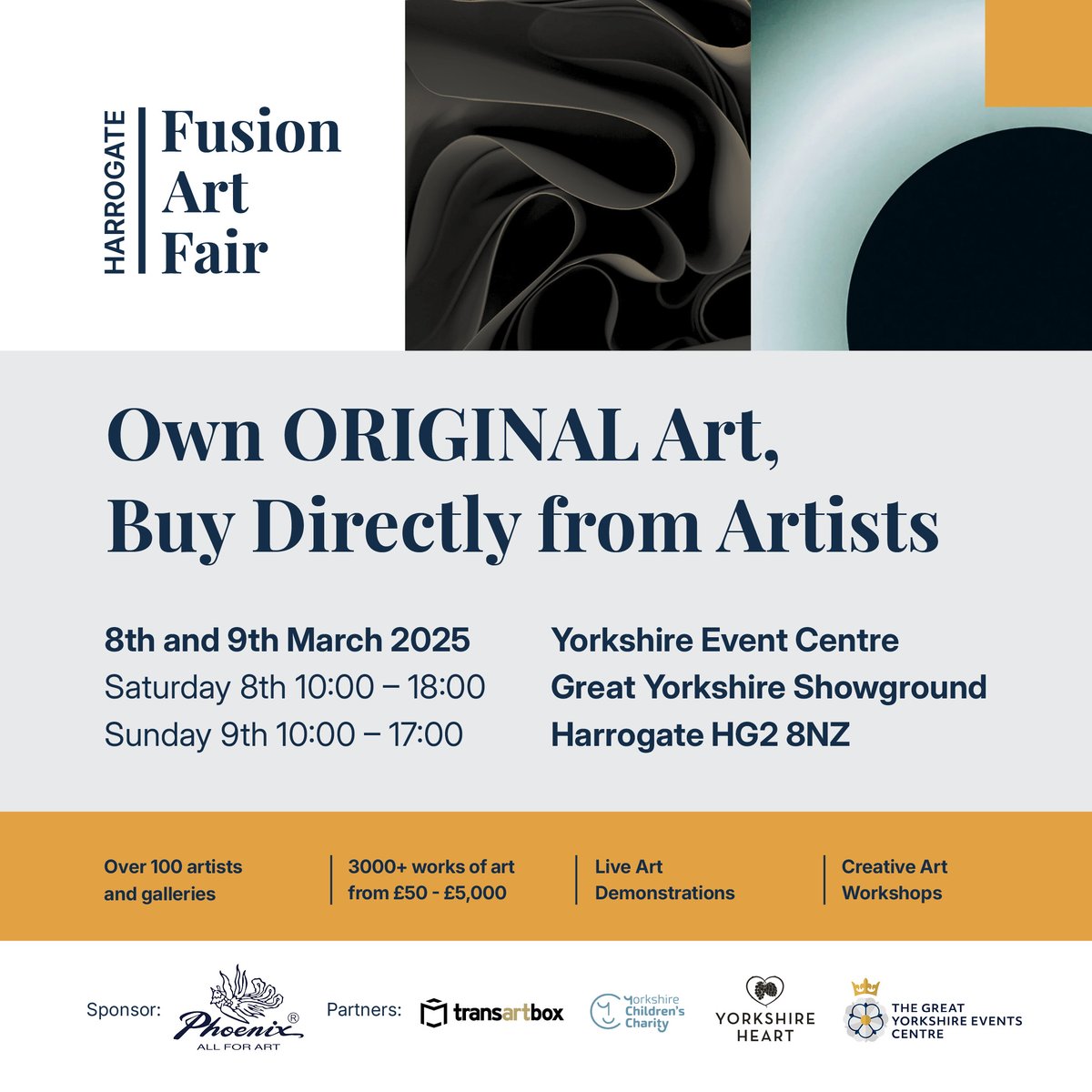 Great Yorkshire Events Centre (@gyeventscentre) on Twitter photo The countdown to Harrogate's <a href="/fusionartfair/">Fusion Art Fair</a> is officially on!
📍 Great Yorkshire Events Centre
📅 7 –9 March 2025
Browse and buy original art from over 100 artists and galleries around the UK.
To book your tickets, please visit: greatyorkshireeventscentre.co.uk/whats-on/ The countdown to Harrogate's <a href="/fusionartfair/">Fusion Art Fair</a> is officially on!
📍 Great Yorkshire Events Centre
📅 7 –9 March 2025
Browse and buy original art from over 100 artists and galleries around the UK.
To book your tickets, please visit: greatyorkshireeventscentre.co.uk/whats-on/
