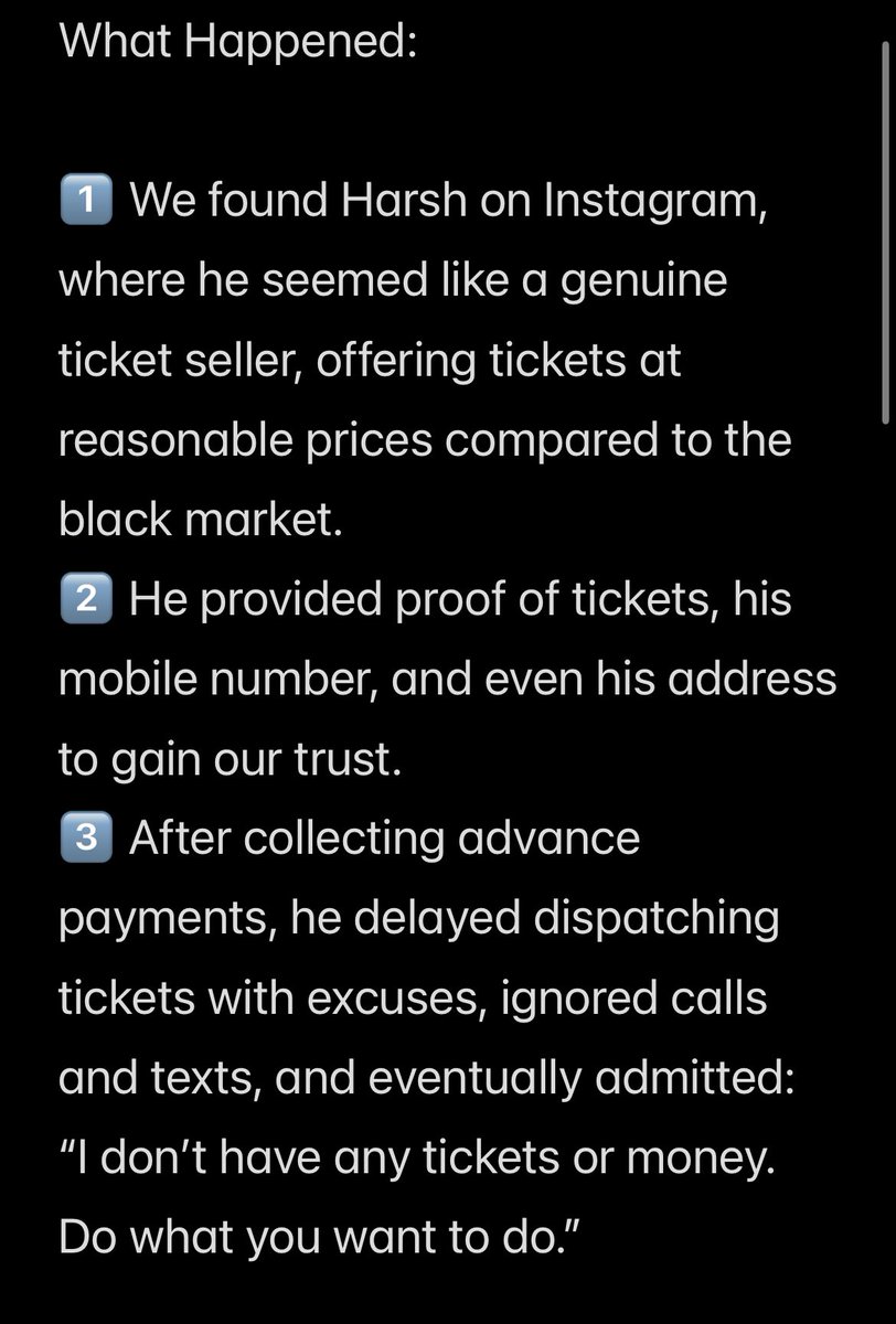 mshreya366's tweet photo. 🚨FRAUD ALERT :  Coldplay mumbai tickets scam 🎫 
Full story :
@MumbaiPolice @GemsOfMBMC @MiraBhayanderKr https://t.co/35XJ9YdOHb