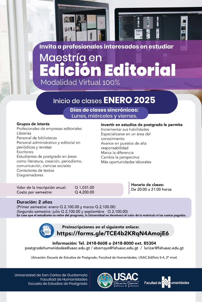 fahusac's tweet photo. ¡Estudia con nosotros! 🙌🏼

Realiza tu preinscripción ingresando a: 
🔗https://t.co/TS8he44zcO
#SomosHumanidades #USAC https://t.co/vUHxDuGAdJ