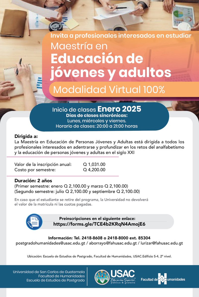 fahusac's tweet photo. ¡Estudia con nosotros! 🙌🏼

Realiza tu preinscripción ingresando a: 
🔗https://t.co/TS8he44zcO
#SomosHumanidades #USAC https://t.co/vUHxDuGAdJ