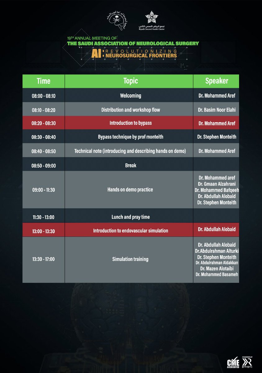 Join us at the 19th SANS Annual Meeting, join the Hands-On Microvascular Bypass and Endovascular Workshop. 

Directed by Dr. Basim Noor Elahi and Dr. Mohammed Aref, perfect for refining your microvascular and endovascular surgery skills, this workshop offers valuable hands-on