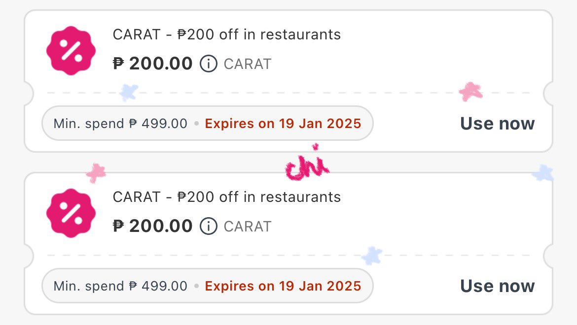 gugiecart's tweet photo. foodpanda voucher today! 💎 fp is a carat? 🫣

➡️ order here: https://t.co/jwGbVp3QSJ 

CARAT — min ₱499, ₱200 off! valid today until january 19 🩷 https://t.co/99L5YQXJ6z