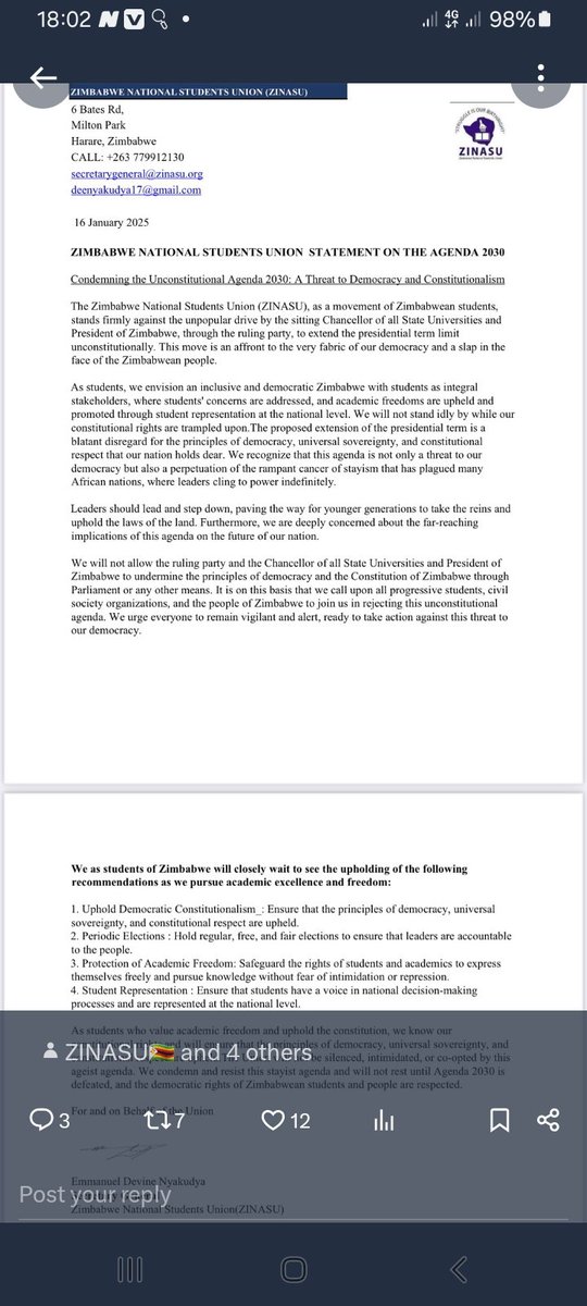 cozwva's tweet image. Zimbabwe National Students Union (Zinasu) says NO to 2030

@Zinasuzim