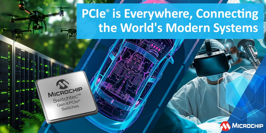 MicrochipTech's tweet image. Our PCI100x devices deliver high performance and cost efficiency for any application where accelerated or specialized computing is used. Designers can now take advantage of PCIe® solutions for mass market computing. mchp.us/4fVXTaw #PCIe #EmbeddedComputing #Switches