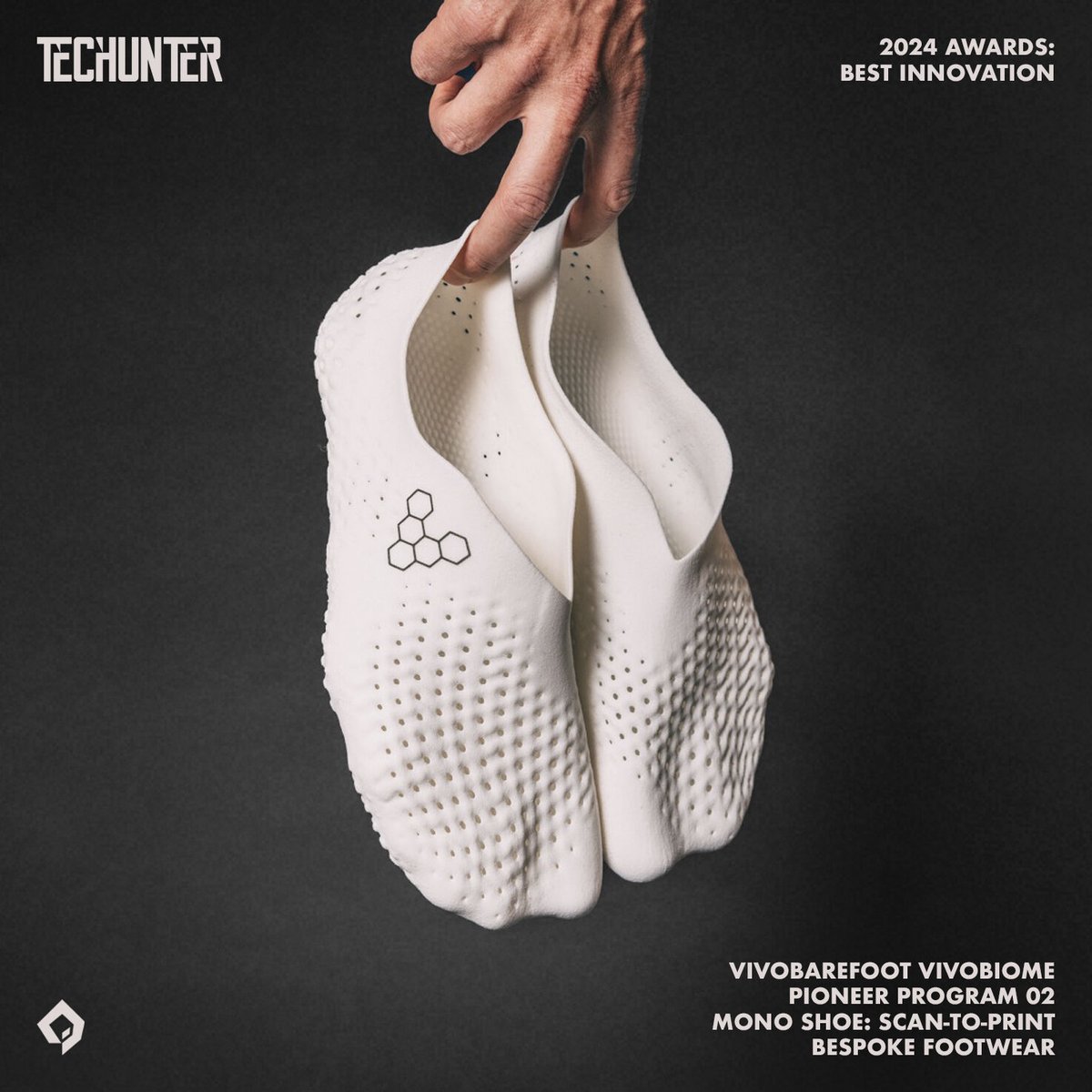 TECHUNTER 2024 AWARD - Innovation of the Year. 💡🖤

The VivoBiome Mono shoe was presented alongside some incredible innovations within functional design. 2025 will see some big steps in our continued development of our scan-to-print bespoke footwear - stay tuned. #Vivobarefoot