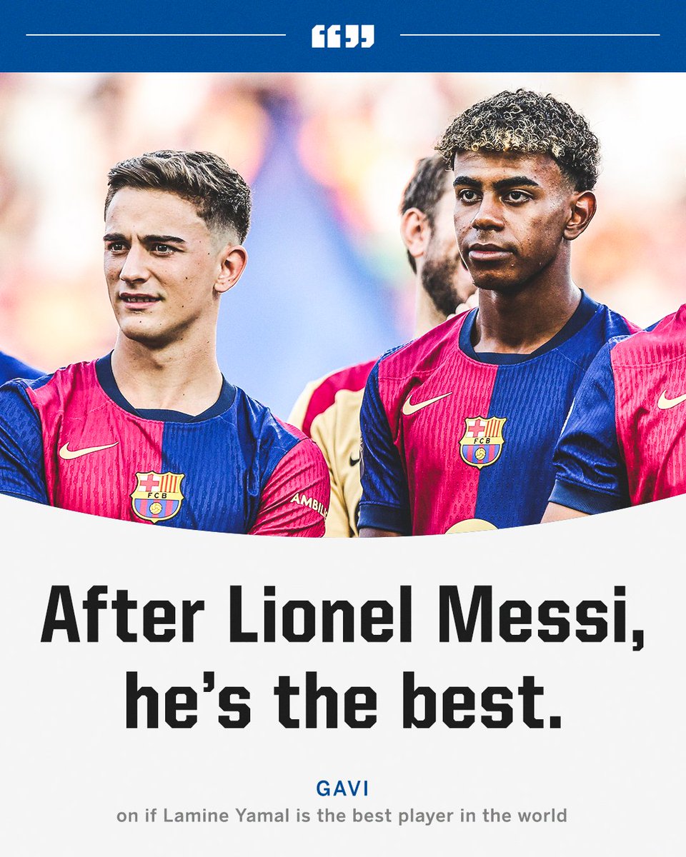 ESPNFC's tweet photo. Gavi had the highest possible praise for Lamine Yamal ❤️✨ https://t.co/Iey9YsoNYg