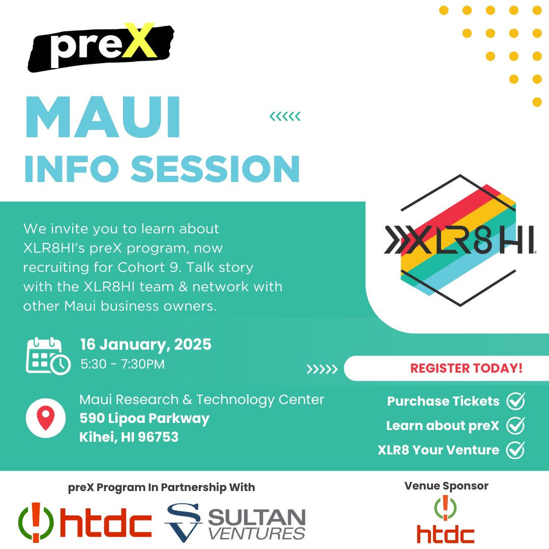 #Maui we on our way! Last chance to register in link below. See you this evening! 

eventbrite.com/e/xlr8hi-prex-…