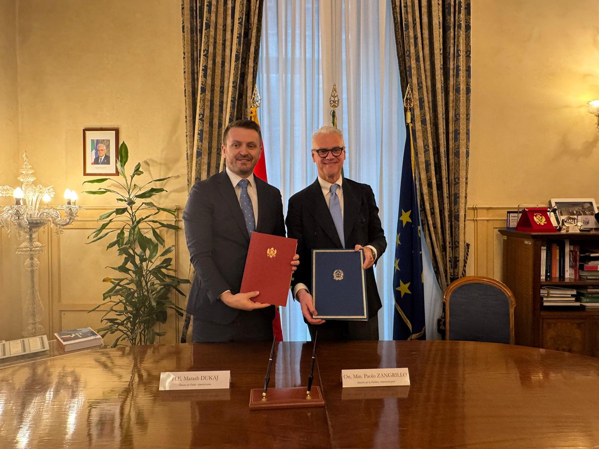 🇮🇹 🇲🇪 Oggi ho incontrato per la seconda volta a Palazzo Vidoni, il collega <a href="/mdukaj1/">Marash Dukaj</a>, ministro per la Pubblica amministrazione del Montenegro.  

🔎 funzionepubblica.gov.it/articolo/minis…