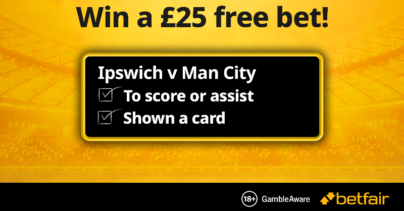 Betfair's tweet photo. 🎁 Bet Builder competition!

✅ To be in with a chance of winning, follow us, repost and reply with: 

⚽️ Player to score or assist
🟨 Player to be shown a card

Click below for T&amp;Cs.
