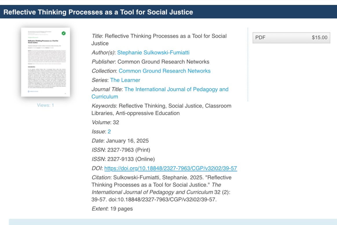 stephsulk's tweet image. Be on the look out in the next volume of The International Journal of Pedagogy and Curriculum!