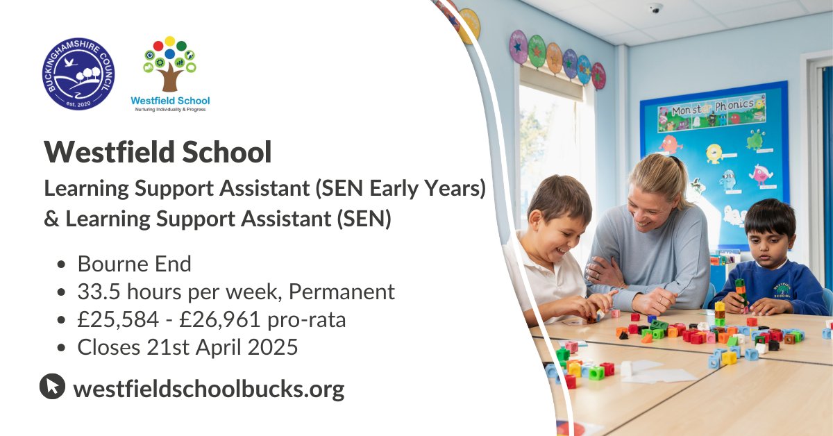 teachbucks's tweet image. An exciting opportunity has arisen for an enthusiastic Learning Support Assistant to join Westfield Primary Special School. Find out more here: ow.ly/veL450UGPx7
#LearningSupportAssistant #JobsinSchools #Education #Schools #SupportJobs #TeachLife #TeachBucks