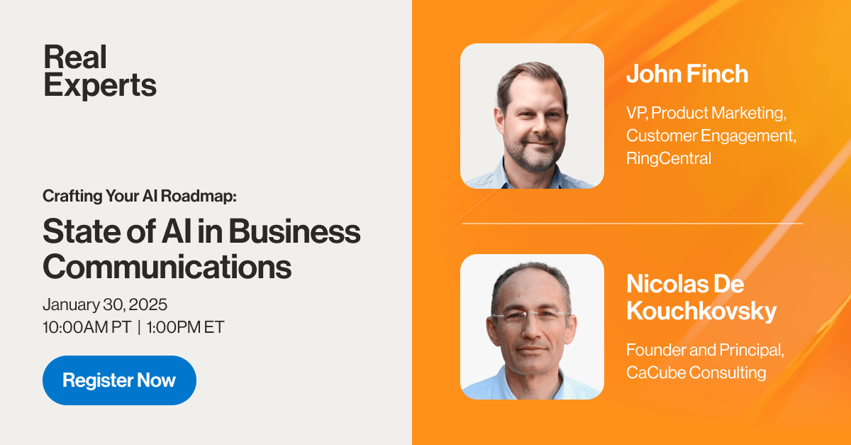 Everyone talks about how #AI can improve the #customerexperience, but where do you start?

Register for our webinar and learn how to:
✅ Build a strong foundation for AI success
✅ Prioritize AI use cases for max ROI
✅ Tackle AI adoption challenges

ringcentr.al/4jtCnNo