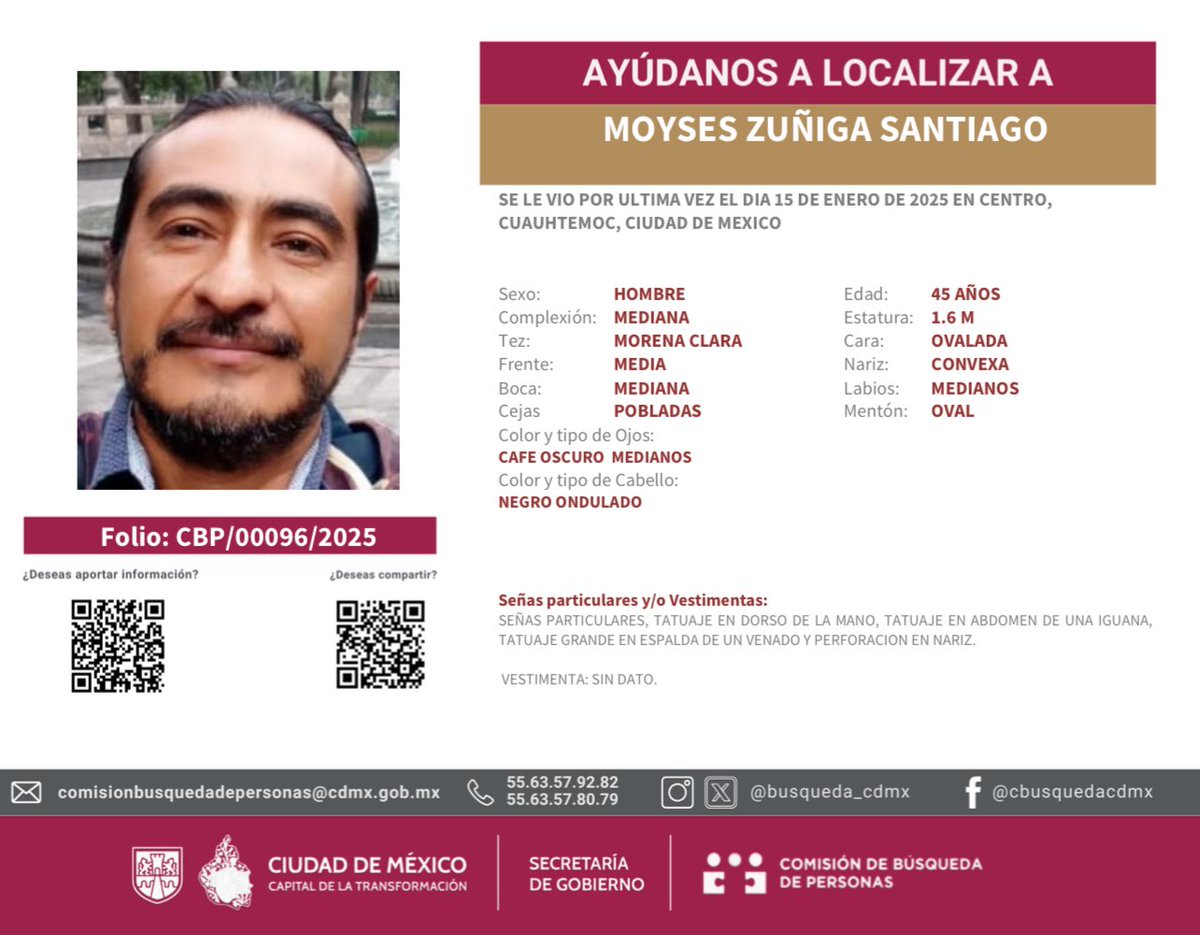 Mi querido amigo Moysés Zúñiga, fotoperiodista chiapaneco desapareció ayer en la Ciudad de México. Ayúdenme a compartir para poder localizarlo 🙏🏼