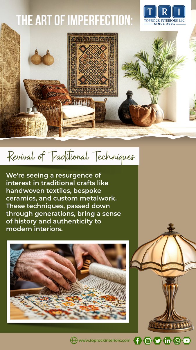 toprockinterior's tweet photo. ✨ Tradition Meets Modern Design ✨

Handwoven textiles, bespoke ceramics &amp; custom metalwork:
🌟 Unique style
🌟 Timeless quality
🌟 Artisan connection
🌟 Eco-friendly impact
Crafting stories into every space!

#TopRockInteriors #Craftsmanship #SustainableDesign https://t.co/Opr0ifekus