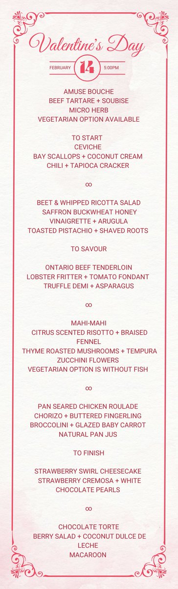 ❤️Love is in the air at BGCC! ❤️
Join us for a romantic Valentine’s Day Dinner on February 14th at 5:00 PM. Call the Terrace Room 519-752-3731 ext. 214 or email reservations@brantfordgolf-cc.com for reservations to book.