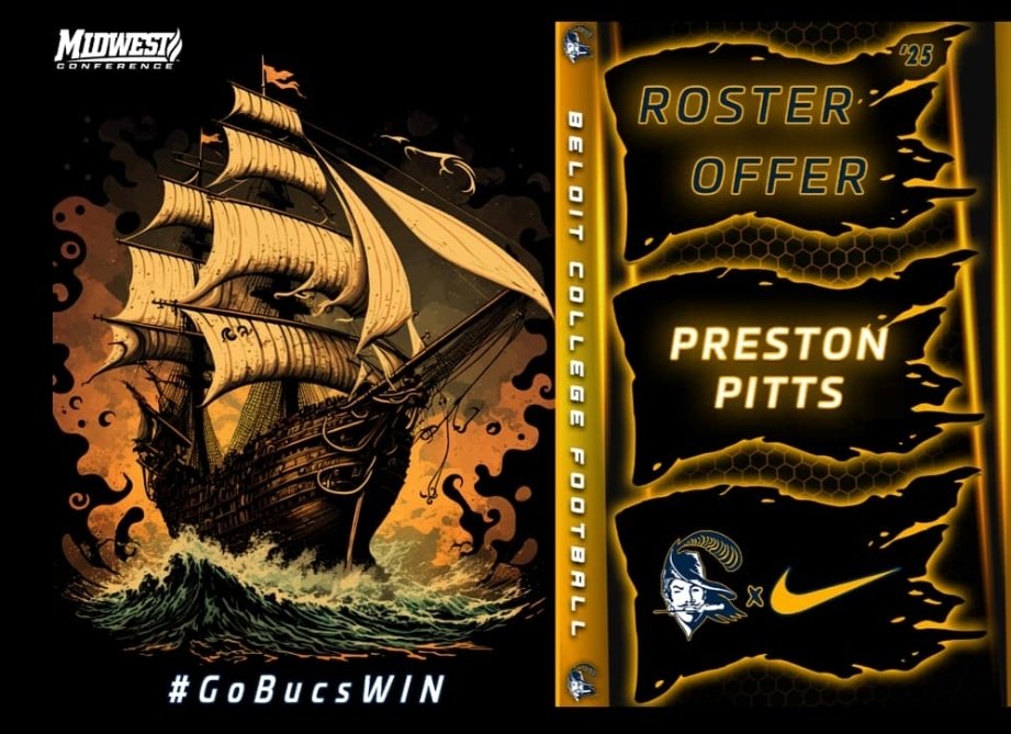 PrestonPitts24's tweet photo. After a good phone call with @CoachWillStrong from @BeloitBucsFB I'm happy to say I received another offer to further my academic and athletic career at Beloit College! #GoBucsWIN https://t.co/L0KmuLTBPy