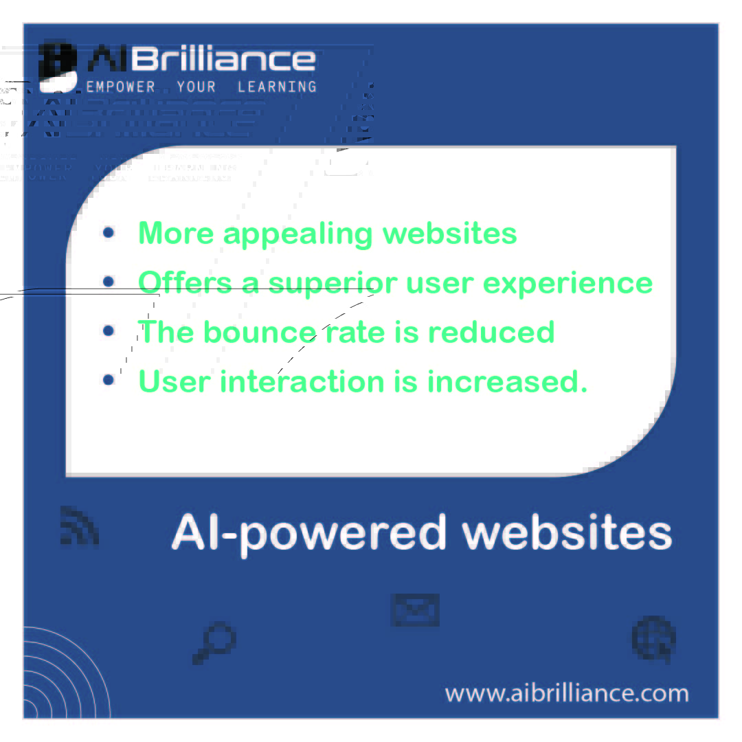 AIBrilliance1's tweet image. Discover AI-Powered Websites. 🤖🌐 AI boosts appeal, user experience, and interaction, while reducing bounce rates. #AIPoweredWebsites #UserExperience #WebDesign #Aibrilliance. Learn more at aibrilliance.com.